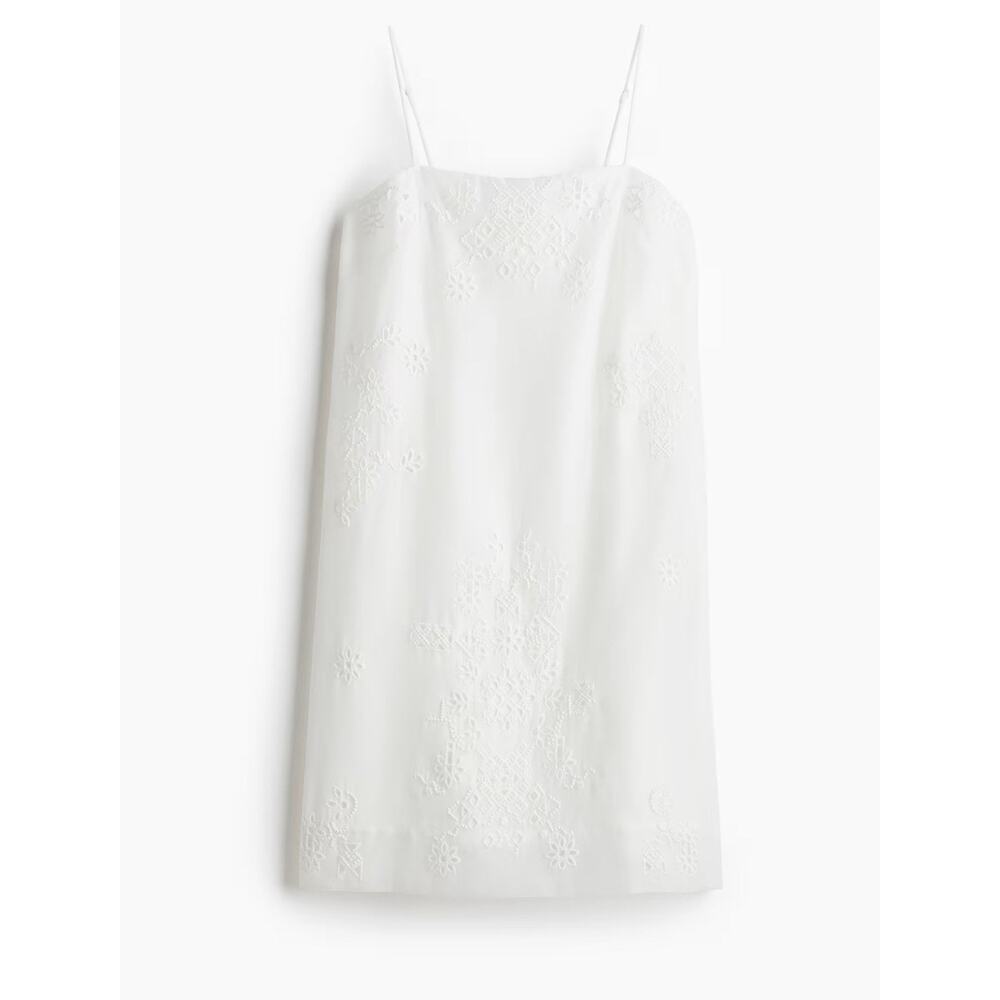 Women’s Off White Eyelet Embroidery Camisole Midi Dress Boho Summer Size S NWT